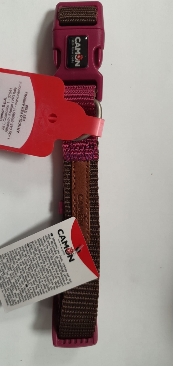 COLLARE REGOLABILE CAMON DOUBLE PREMIUM MARRONE/CICLAMINO