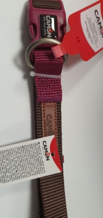 COLLARE REGOLABILE CAMON DOUBLE PREMIUM MARRONE/CICLAMINO Cani