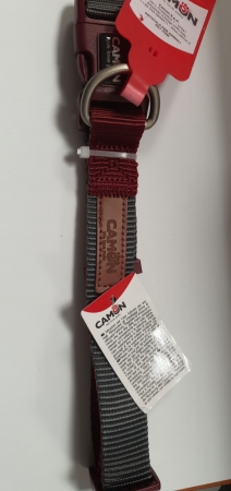 COLLARE REGOLABILE CAMON DOUBLE PREMIUM GRIGIO/ROSSO Cani