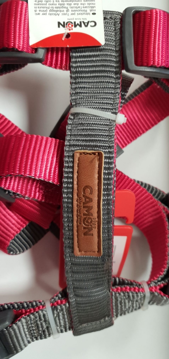 PETTORINA REGOLABILE H DOUBLE PREMIUM ROSA/GRIGIO 