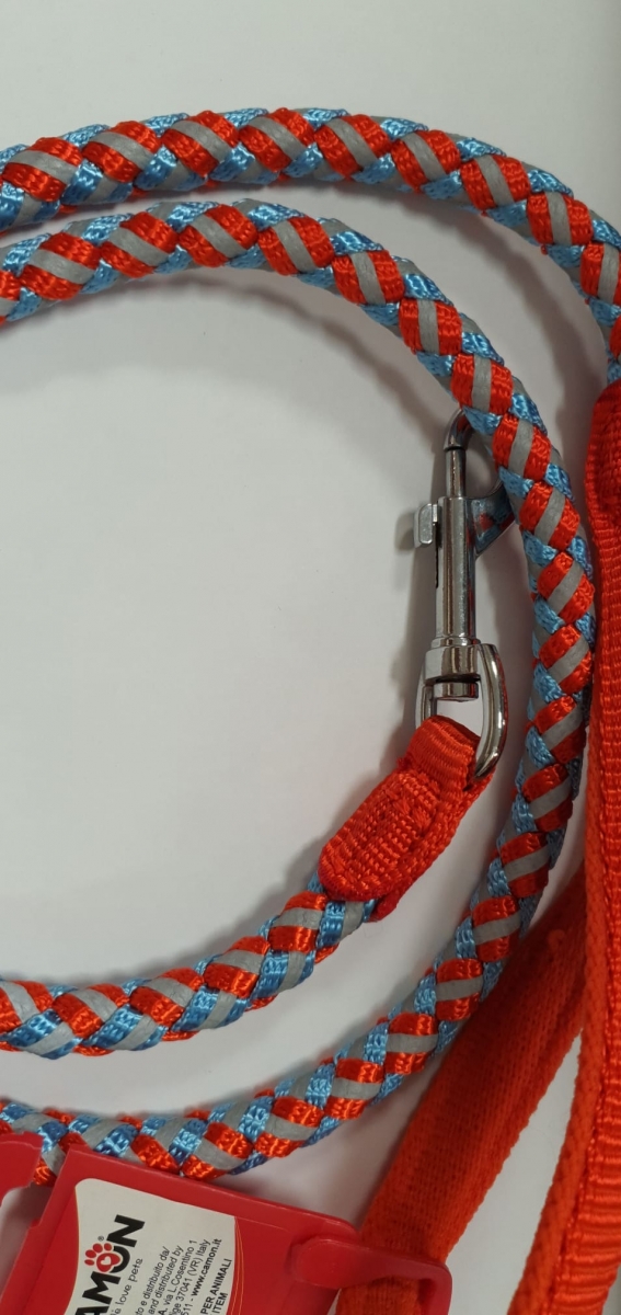 GUINZAGLIO CONDUTTORE INTRECCIATO REFLEX BICOLORE AZZURRO/ARANCIONE