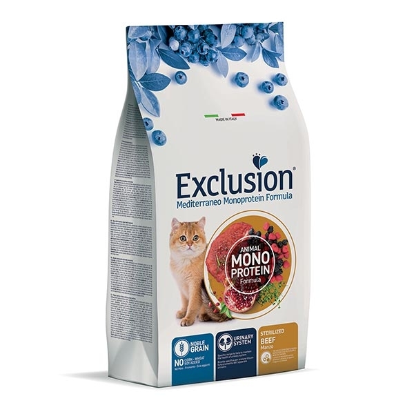 EXCLUSION MEDITERRANEO MONOPROTEIN STERILIZED ADULT ALL BREEDS MANZO 