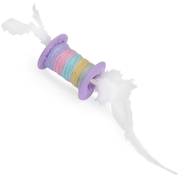 GIOCO GATTO ROCCHETTO COLORATO CON PIUME
