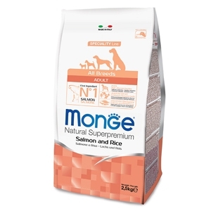 MONGE NATURAL SUPERPREMIUM ALL BREEDS ADULT SALMONE E RISO Cani