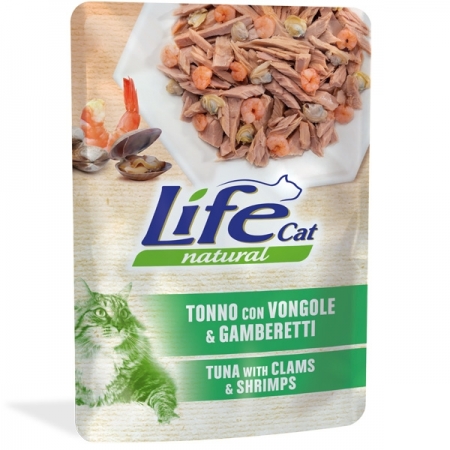LIFE PET CARE LIFE CAT NATURAL ADULT TONNO CON VONGOLE E GAMBERETTI Gatti