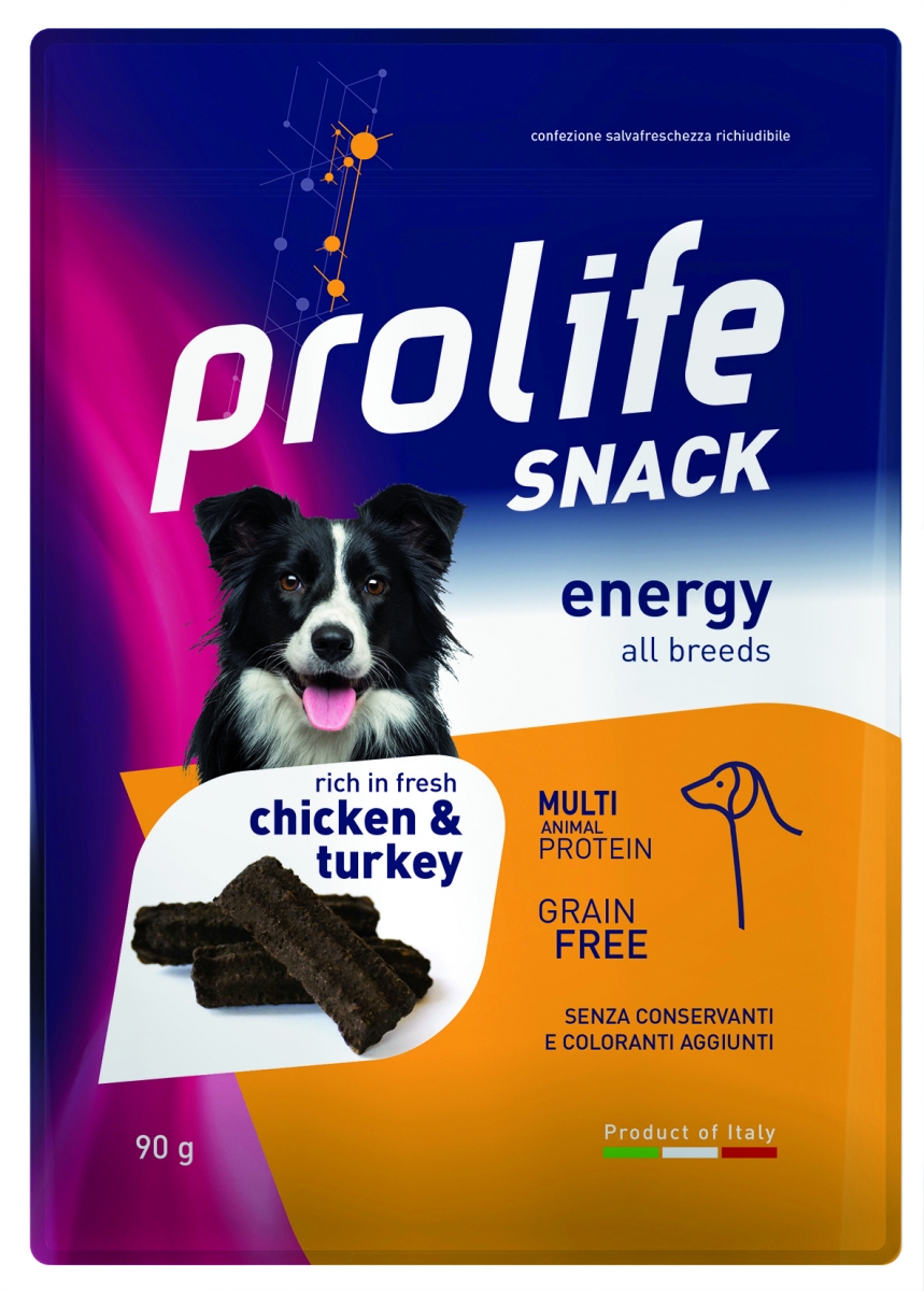 PROLIFE DOG SNACK GRAIN FREE ENERGY ALL BREEDS POLLO E TACCHINO FRESCHI  CHICKEN & TURKEY