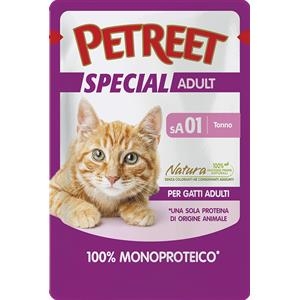 PETREET NATURA SPECIAL ADULT 100% MONOPROTEICO BUSTA TONNO SA 01 Gatti
