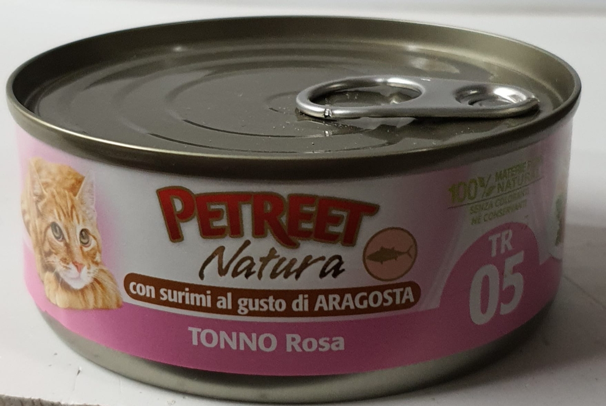 PETREET NATURA TONNO ROSA CON SURIMI AL GUSTO ARAGOSTA 