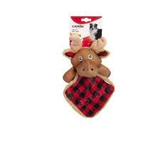 GIOCO CANE IN TESSUTO C/SQUEAKER FORMA RENNA CON COPERTA 