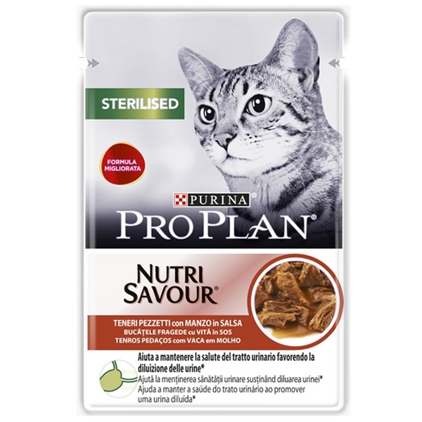 NESTLE' PURINA  PRO PLAN STERILISED NUTRISAVOUR TENERI PEZZETTI CON MANZO IN SALSA