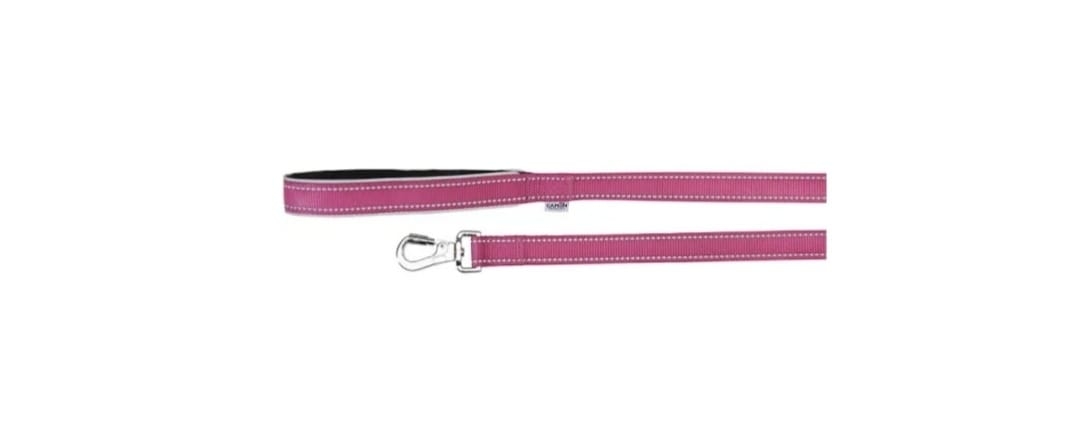 CAMON GUINZAGLIO CON MANIGLIA IN NEOPRENE E CUCITURE REFLEX FUCSIA 