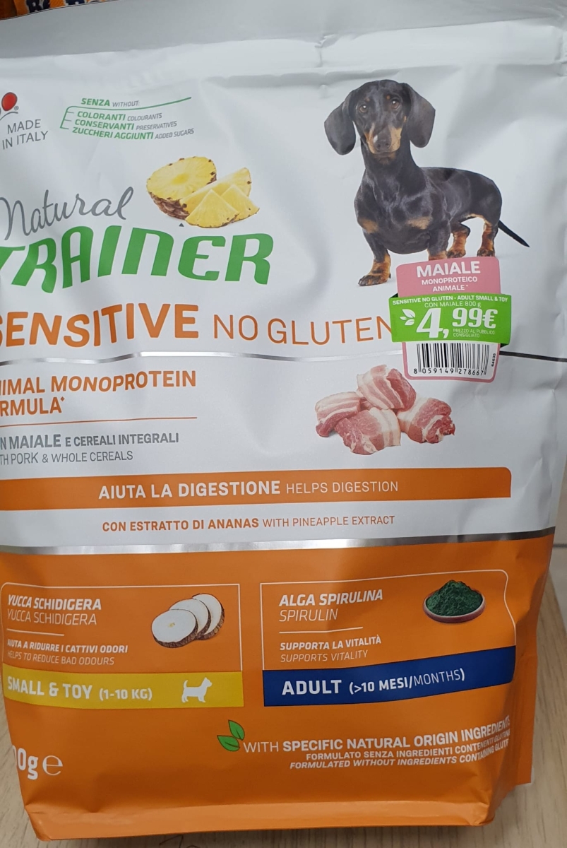 TRAINER SENSTIVE NO GLUTEN SMALL & TOY ADULT MAIALE 