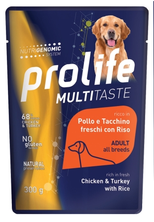PROLIFE DOGW BUSTA POLLO TACCHINO RISO ADULT ALL BREEDS MULTITASTE Cani