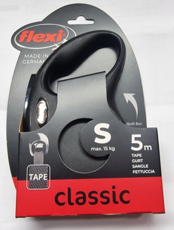 FLEXI CLASSIC COMPACT S FETTUCCIA 5 MT NERO Cani