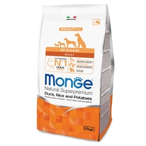 MONGE  NATURAL SUPERPREMIUM ALL BREEDS ADULT ANATRA, RISO E PATATE
