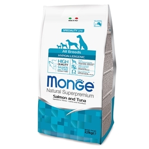 MONGE  NATURAL SUPERPREMIUM ALL BREEDS HYPOALLERGENIC SALMONE E TONNO 