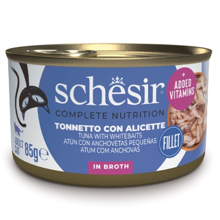 SCHESIR COMPLETE NUTRITION FILETTI IN BRODO TONNETTO CON ALICETTE Gatti
