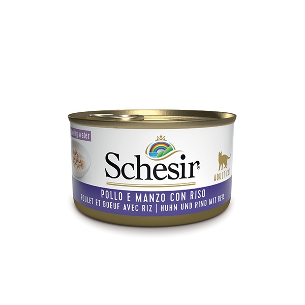 SCHESIR FILETTI DI POLLO CON FILETTI DI MANZO E RISO AL NATURALE IN ACQUA DI COTTURA
