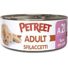 PETREET NATURA TONNO ROSA CON SFILACCETTI DI POLLO A21 Gatti