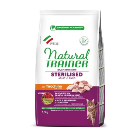 TRAINER NATURAL ADULT STERILISED CON CARNI BIANCHE FRESCHE TACCHINO Gatti