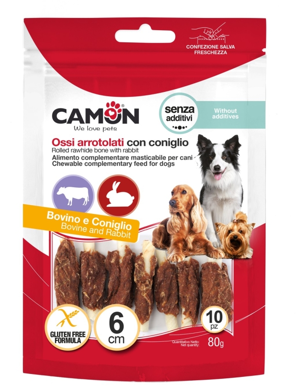 MINI ROLLS DI PELLE BOVINA CON CONIGLIO