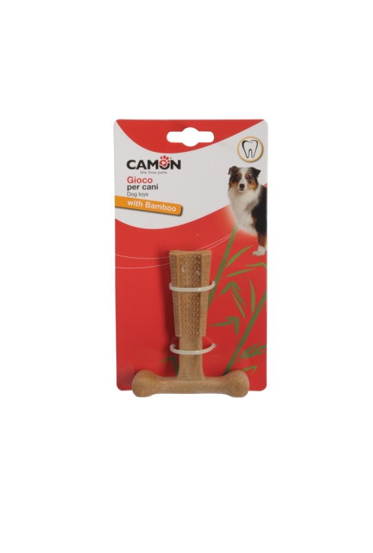 CAMON GIOCO IN BAMBU' A FORMA DI OSSO T-BONE SM 