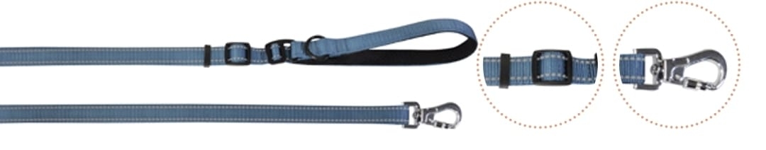 CAMON GUINZAGLIO REFLEX IN NYLON LUNGHEZZA REGOLABILE BLU 