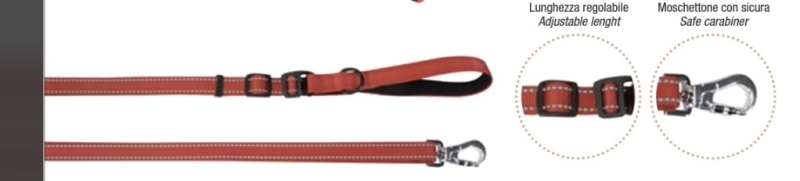 CAMON GUINZAGLIO REFLEX IN NYLON LUNGHEZZA REGOLABILE ROSSO Cani
