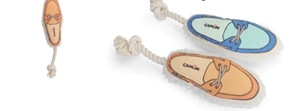 GIOCO CANE SCARPA S POLIESTERE CON SQUEAKER E CORDA IN COTONE