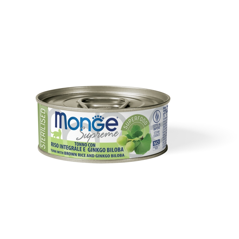 MONGE SUPREME STERILISED TONNO RISO INTEGRALE E GINKO BILOBA 