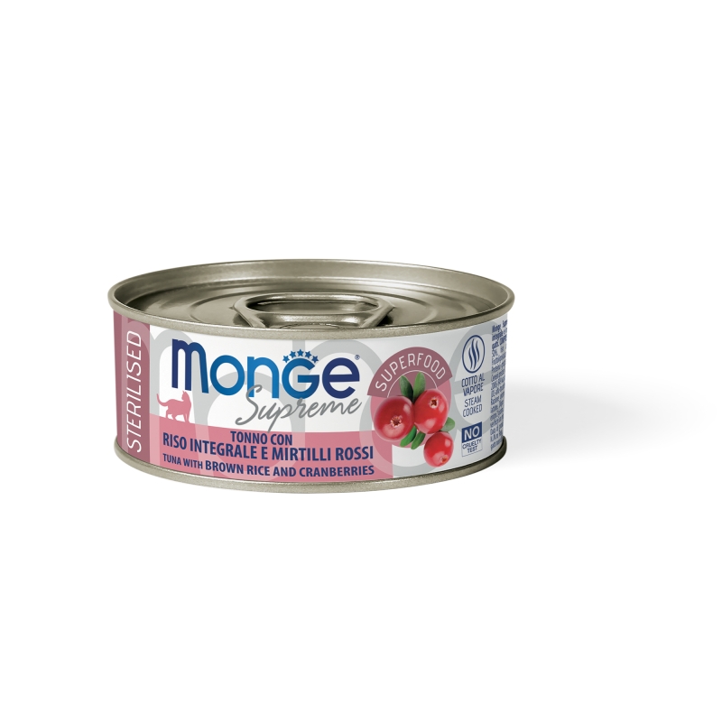 MONGE SUPREME STERILISED TONNO RISO INTEGRALE E MIRTILLI ROSSI 