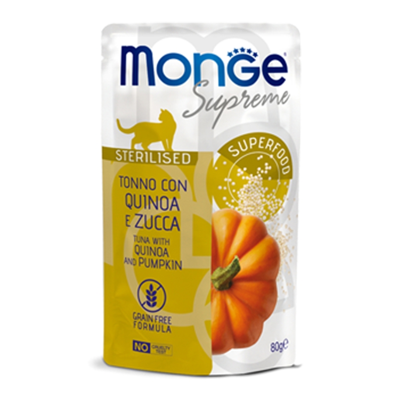 MONGE SUPREME STERILISED TONNO CON QUINOA E ZUCCA