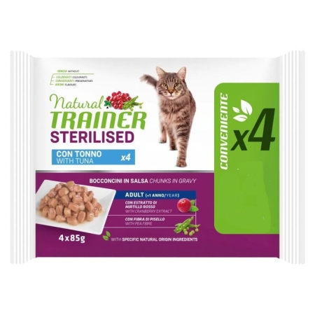 TRAINER NATURAL FELINE FLOWPACK ADULT STERILISED CON TONNO Gatti