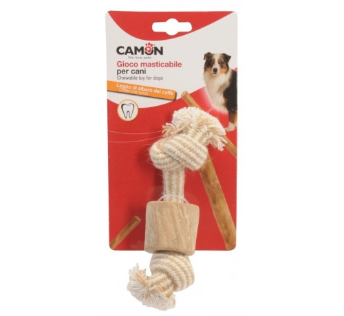 CAMON GIOCO PER CANI CORDA DOPPIO NODO CON LEGNO DI CAFFE'