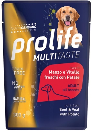 PROLIFE DOG ADULT ALL BREEDS MANZO VITELLO CON PATATE MULTITASTE Cani