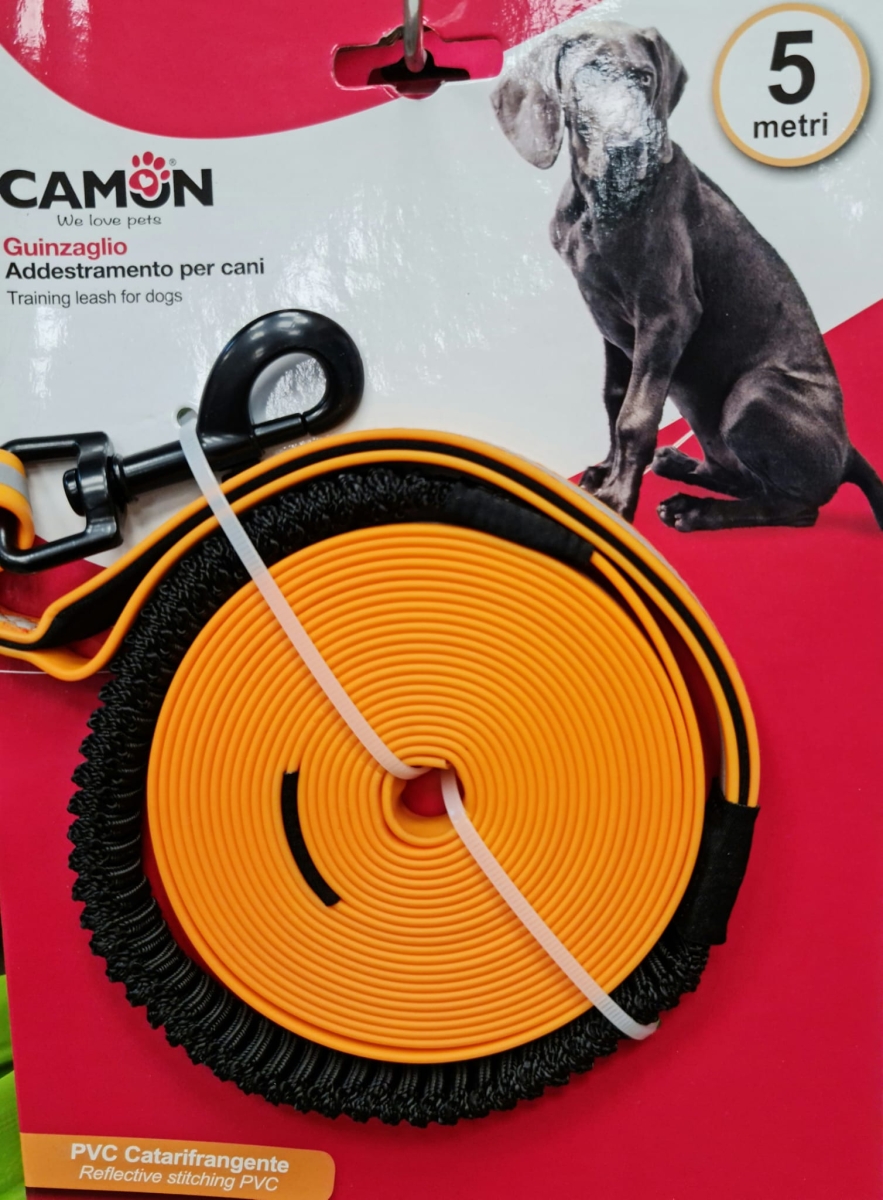 GUINZAGLIO LUNGHINA IN PVC CON BANDA RIFLETTENTE