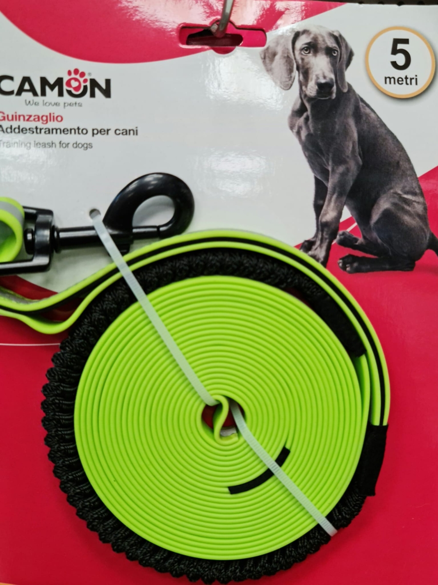 GUINZAGLIO LUNGHINA IN PVC CON BANDA RIFLETTENTE