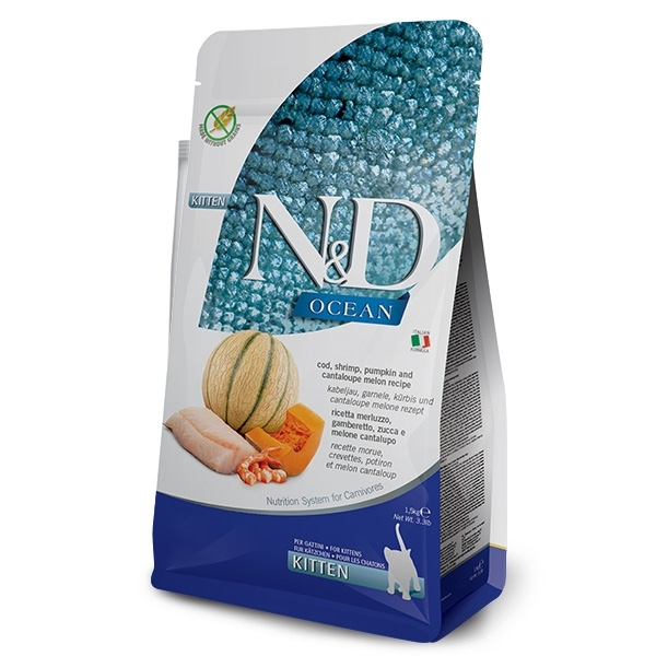 FARMINA (RUSSO MANGIMI) NATURAL & DELICIOUS OCEAN KITTEN CON MERLUZZO GAMBERI ZUCCA CANTALUPO 