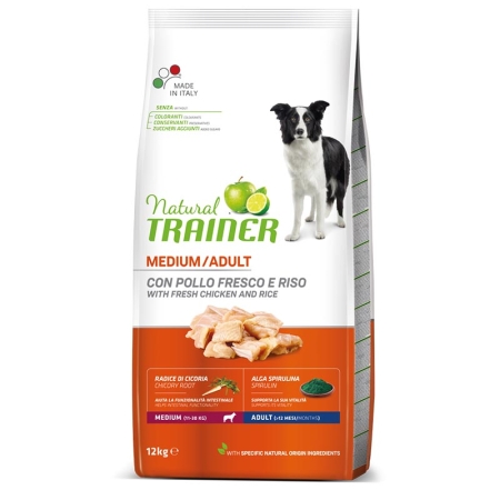TRAINER NATURAL  ADULT MEDIUM CON POLLO FRESCO E RISO Cani