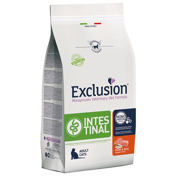 EXCLUSION DIET INTESTINAL CAT MAIALE E RISO 