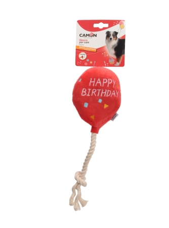 CAMON PALLONCINO HAPPY BIRTHDAY IN POLIESTERE CON INSERTO IN CORDA E SQUEAKER Cani