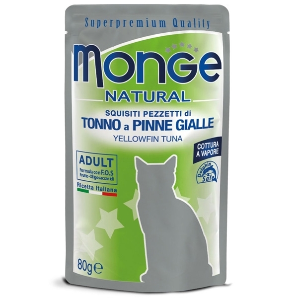 MONGE NATURAL SUPERPREMIUM PEZZETTI DI TONNO A PINNE GIALLE 