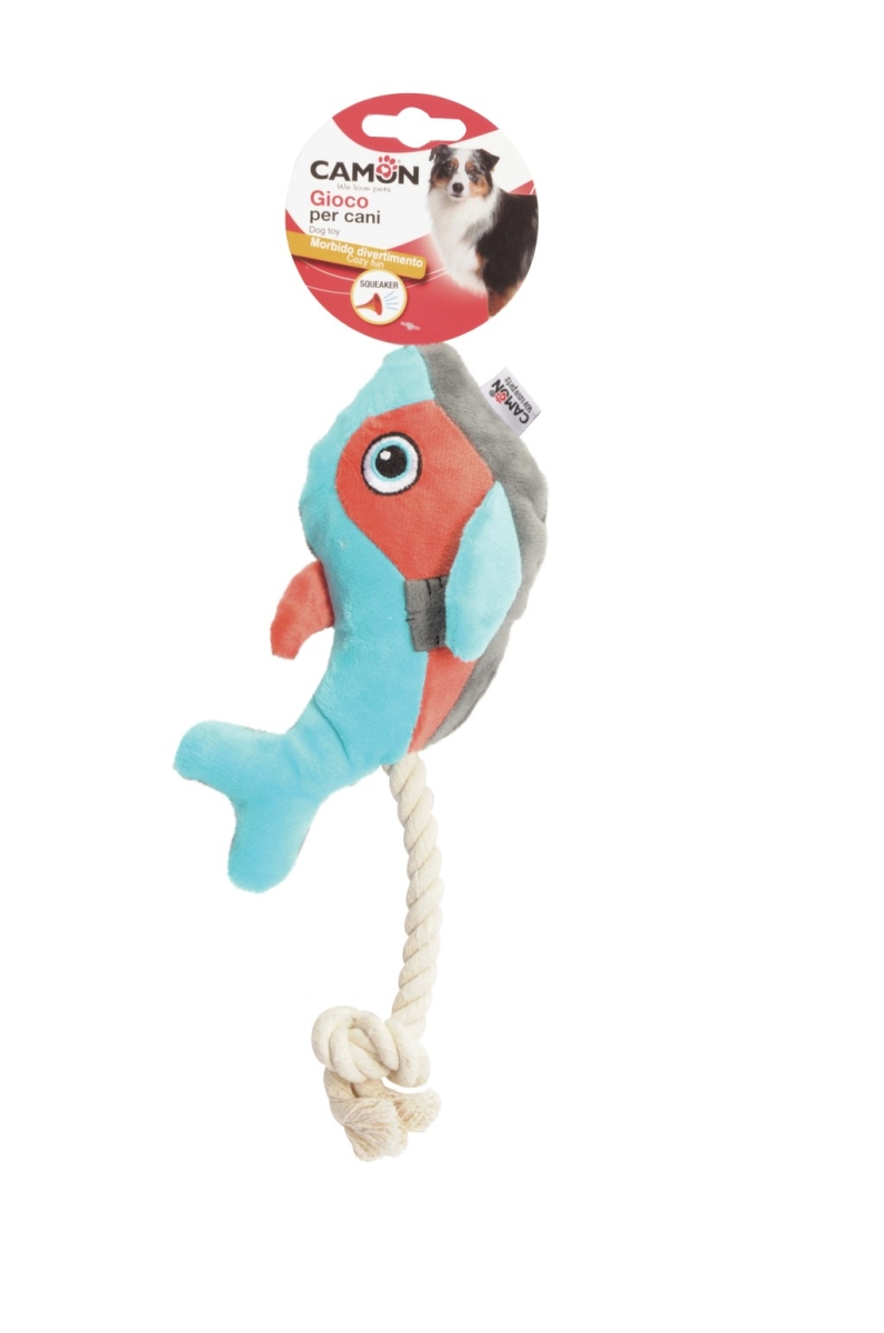 CAMON GIOCO CANE PESCE IN PELUCHE C/CORDA E SQUEAKER 