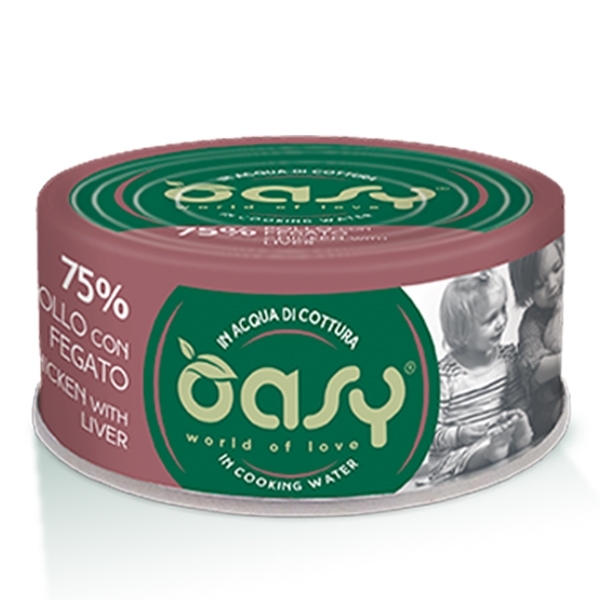 OASY WET CAT MORE LOVE POLLO CON FEGATO IN ACQUA DI COTTURA 