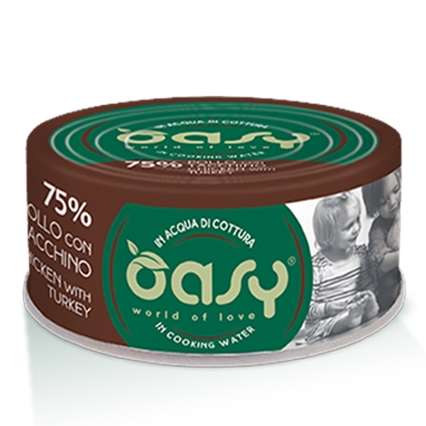 OASY WET CAT MORE LOVE POLLO CON TACCHINO IN ACQUA DI COTTURA 