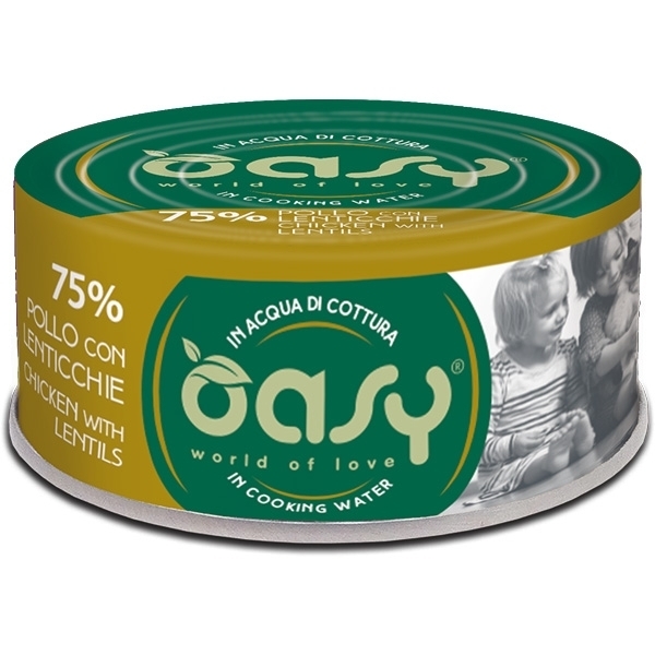 OASY WET CAT MORE LOVE POLLO CON LENTICCHIE IN ACQUA DI COTTURA 
