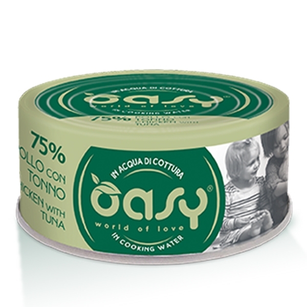 OASY WET CAT MORE LOVE POLLO CON TONNO  IN ACQUA DI COTTURA 