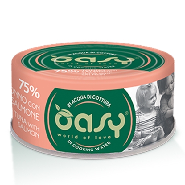 OASY WET CAT MORE LOVE TONNO CON SALMONE IN ACQUA DI COTTURA 