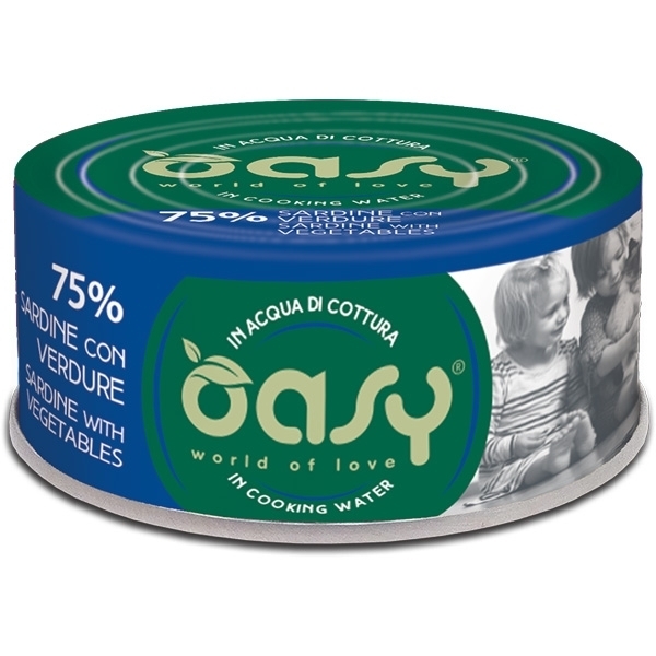 OASY WET CAT MORE LOVE SARDINE CON VERDURE IN ACQUA DI COTTURA 