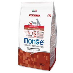MONGE NATURAL SUPERPREMIUM MINI PUPPY & JUNIOR AGNELLO E RISO Cani